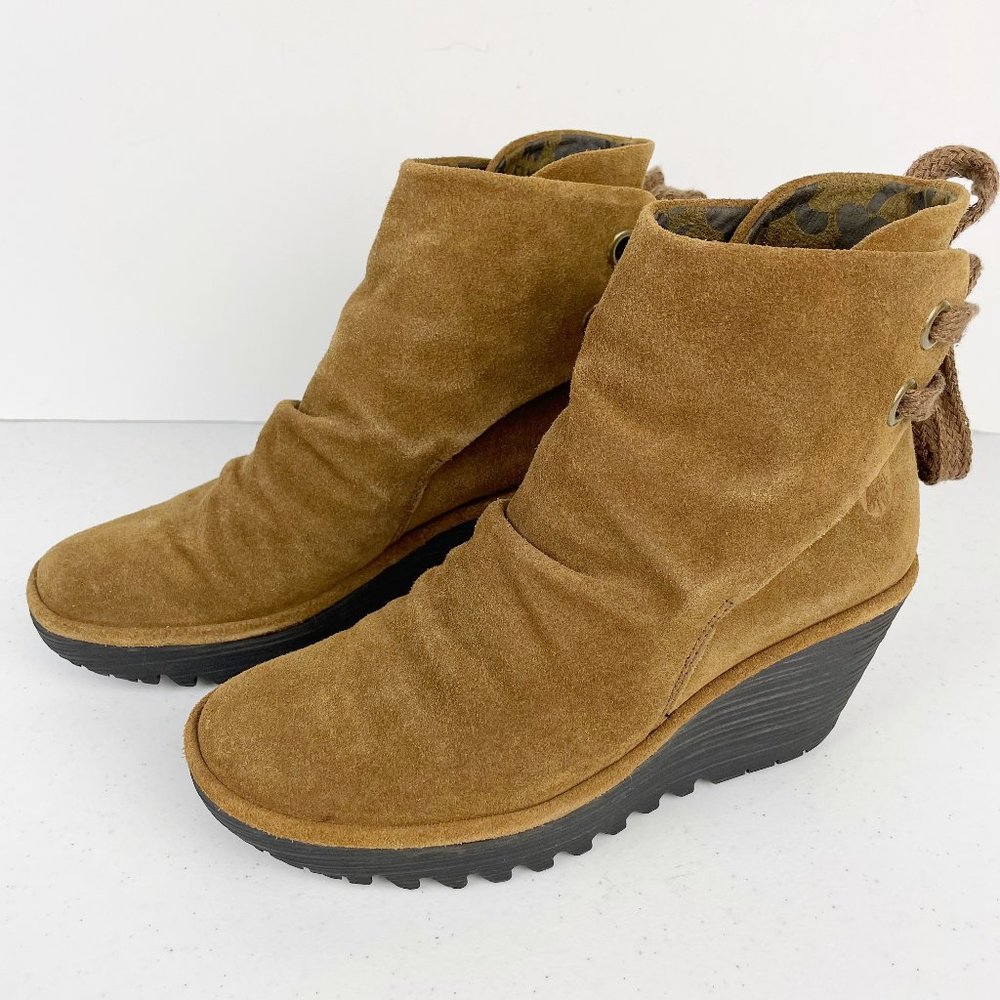 FLY LONDON Yam Wedge Leather Ankle Boot Bootie 7
